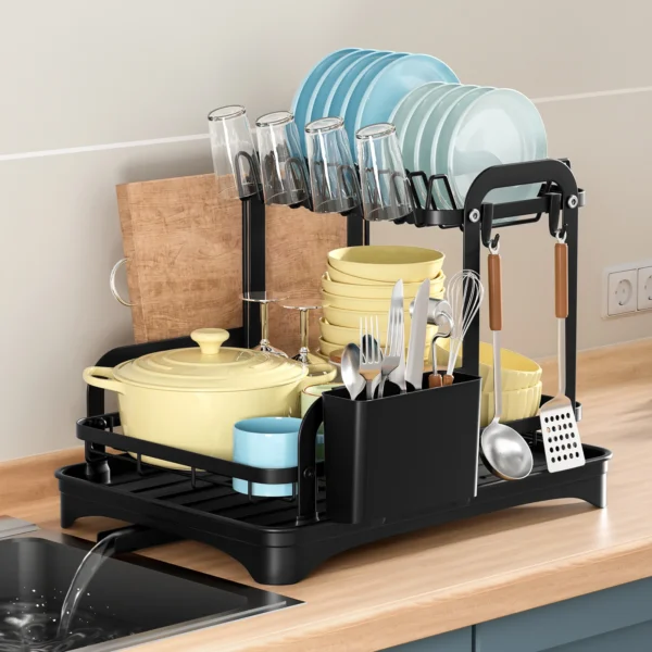 2-Tier Dish Rack with Drainboard - Image 5