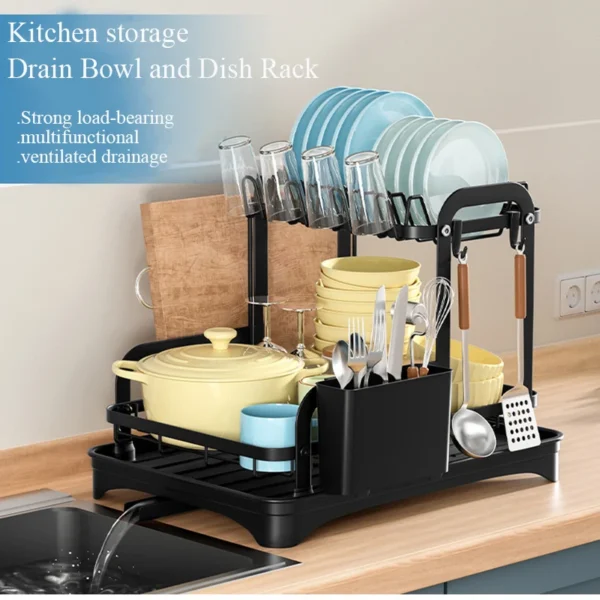 2-Tier Dish Rack with Drainboard - Image 2