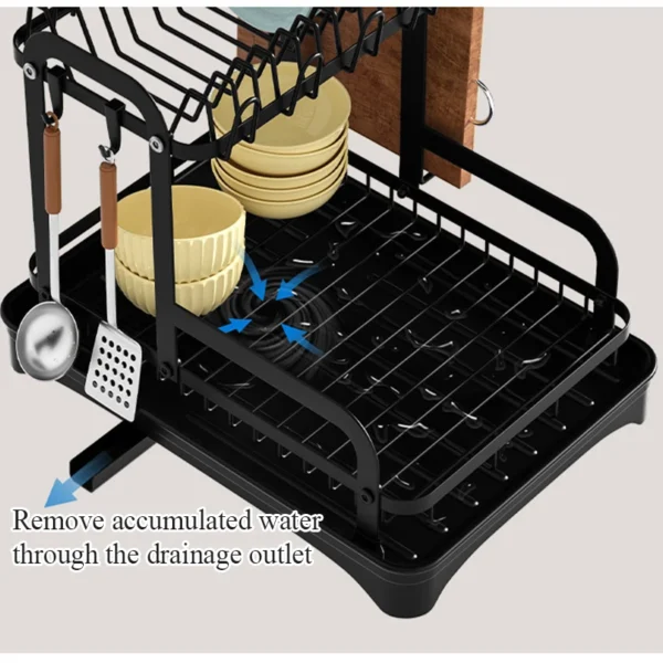2-Tier Dish Rack with Drainboard - Image 3